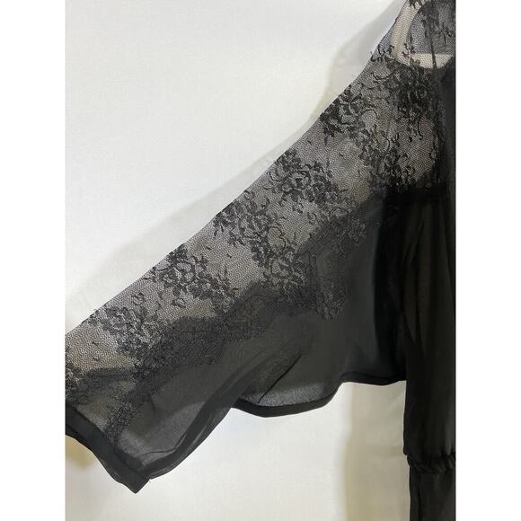 VTG BCBG Max AZRIA Sheer black blouse Size M lace cut out trim Wimsigoth - Picture 4 of 9